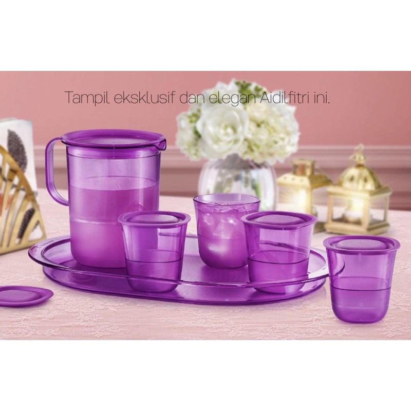 Tupperware Purple Royale Crystalline Drinking(Pitcher/Short Glass/Tray ...
