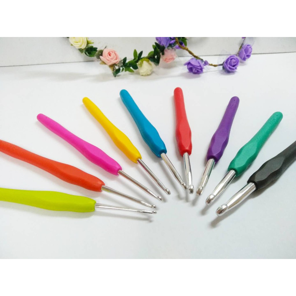 KnitPro Waves - Set di 9 uncinetti Deluxe, misure da 2 a 6 mm, impugnatura morbida ergonomica