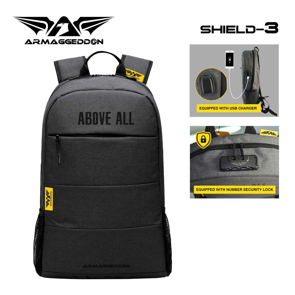 Armaggeddon Shield 3 Gaming Laptop Backpack with Security Lock | 15.6" Laptop Size | USB Charger Port | Splash Resistant