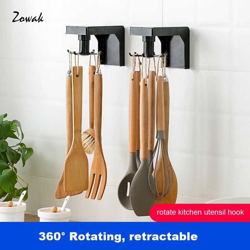 360 Rotating Under Shelf Hooks Cooking Utensil Holder Hanging Rotate ...