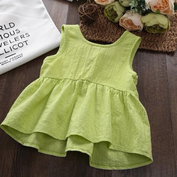 Children Girl Dress Baby Linen Lovely Fashion Cotton Skirt Little Girl Vest Skirt