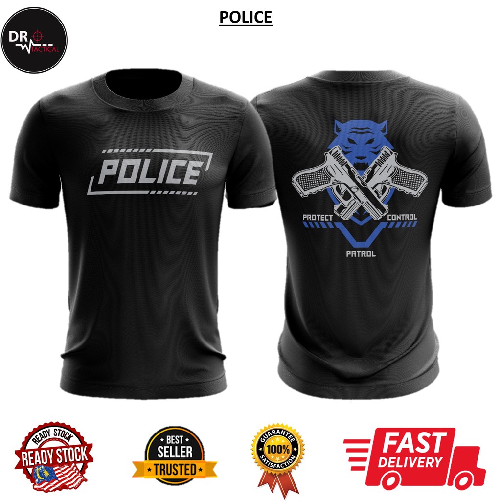 DR TACTICAL Ready stock Microfiber eyelet jersey inner unisex round neck short sleeve T shirt baju Police dewasa