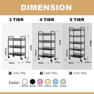 Innohut 3/4/5 Tier Multipurpose Trolley Storage Rack With Wheel ...