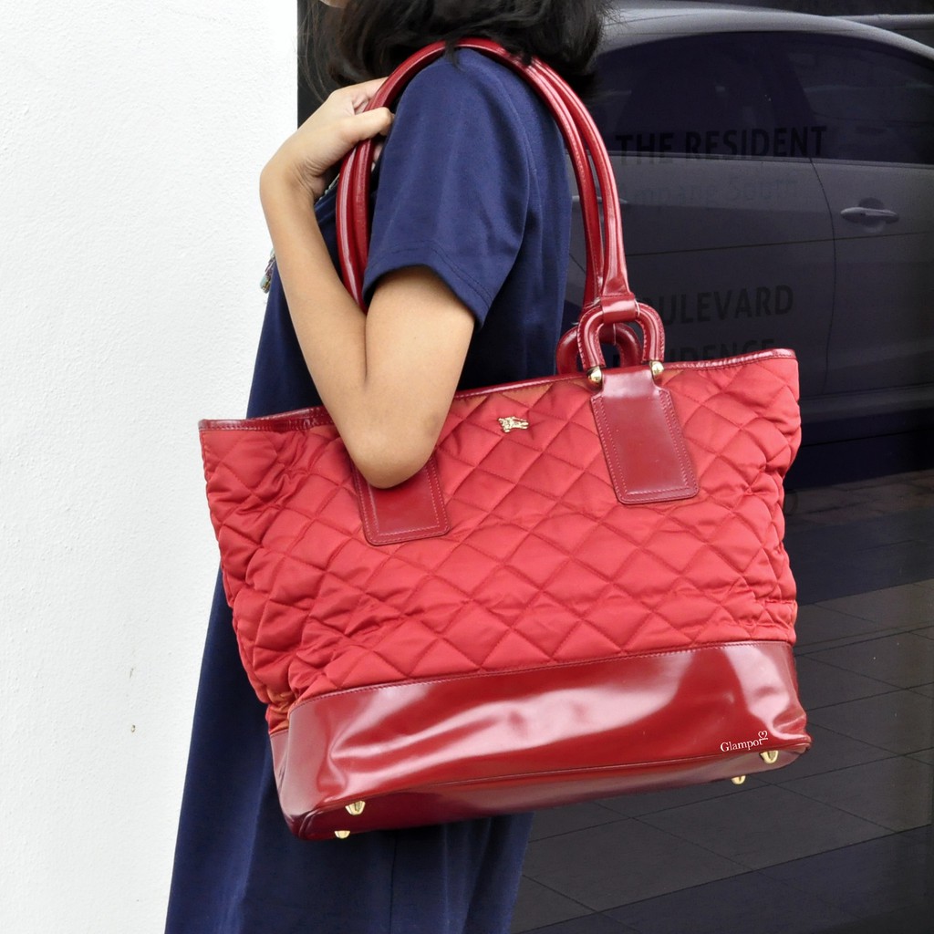 burberry red tote bag
