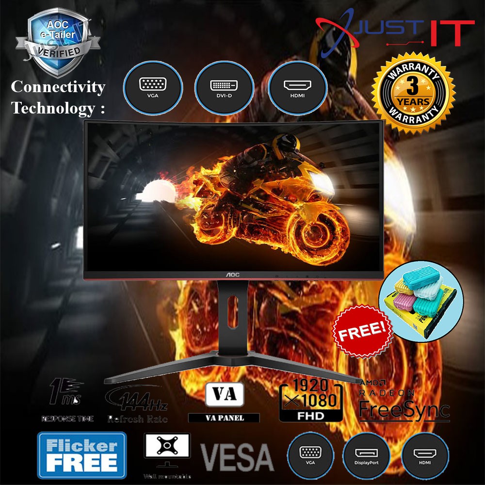 Aoc C24g1 144hz 1ms Curve Fhd Amd Freesync Gaming Monitor 24 Shopee Malaysia