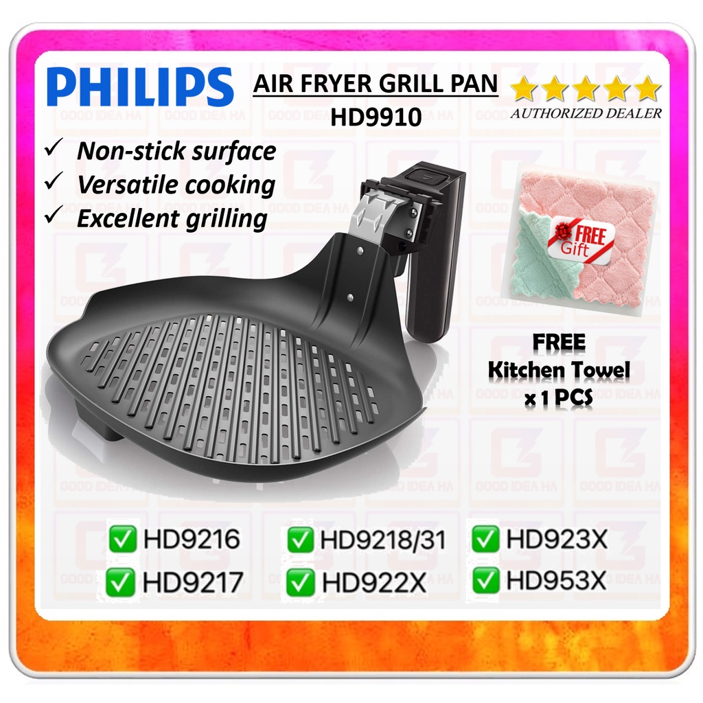 (FREE Kitchen Towel) Original Philips Air Fryer Grill Pan HD9910 for