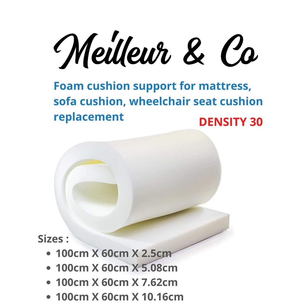 Meilleur DENSITY 30 Variety Size Foam Seat Cushion Sheet Roll Dining
