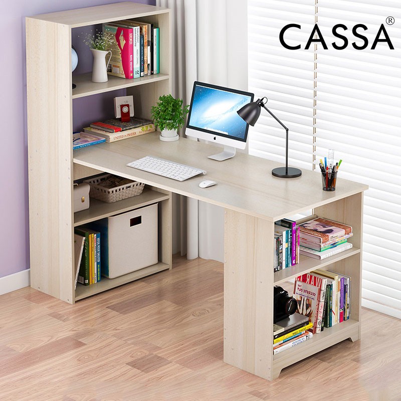 Lambo 120x 45cm Office Computer Table With Book Shelf 5 Tiers