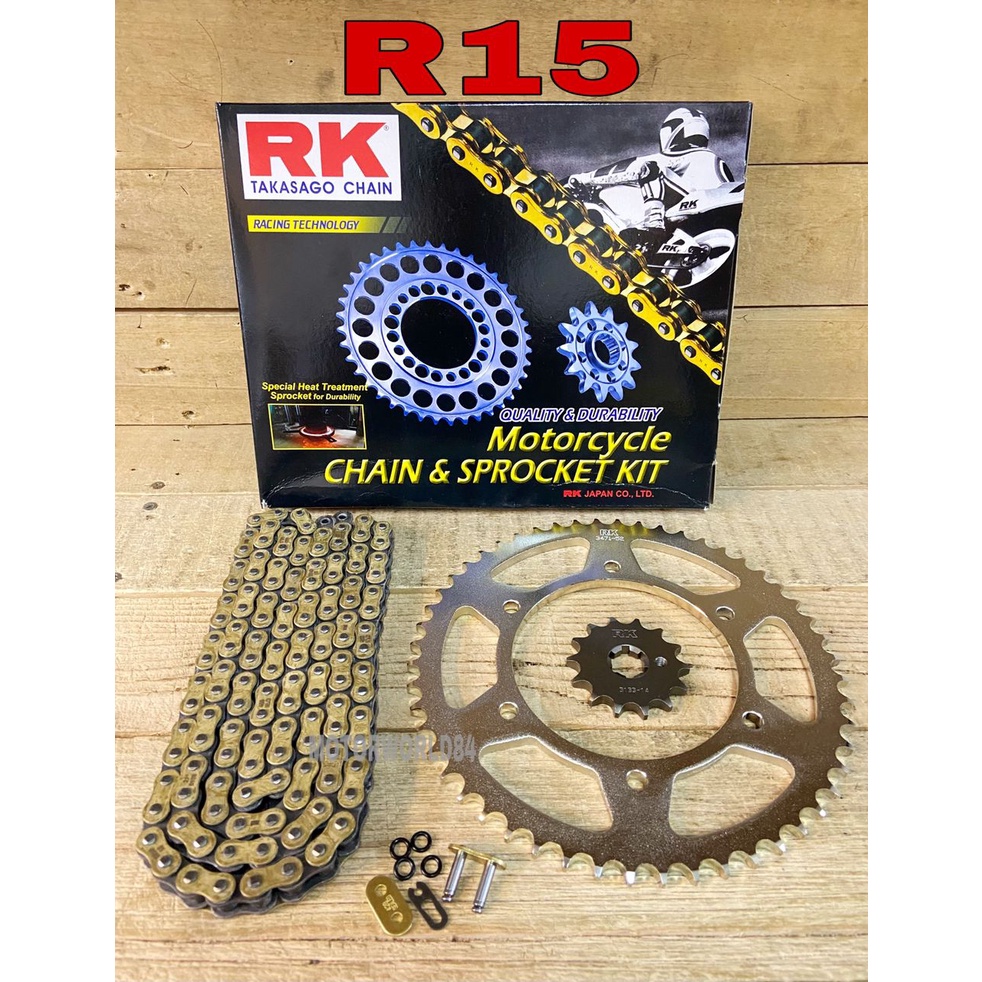 RANTAI RK YAMAHA R15 MT15 V3 FULL SET RK TAKASAGO CHAIN SPROCKET R15 V3