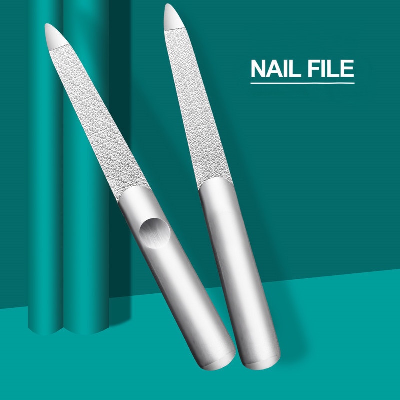 1PC Double Sided Stainless Steel Nail File Durable Non-rusty Manicure Margin Repair Rubbing Polish Sanding Nail Art Tool