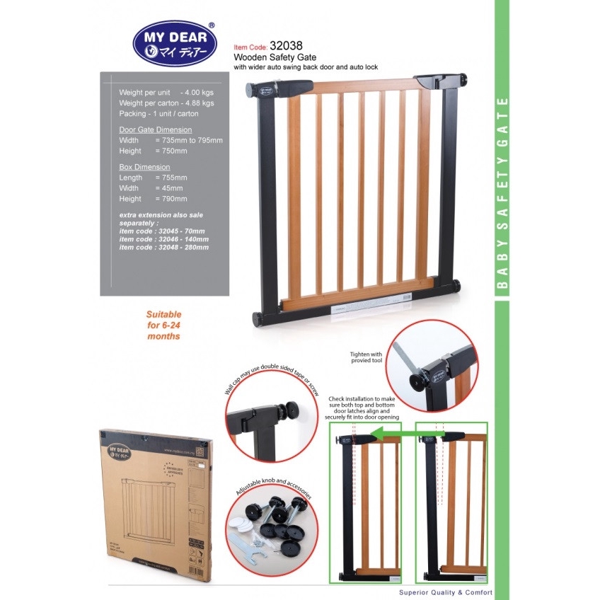 My Dear Baby Wooden Safety Gate 32038 Shopee Malaysia