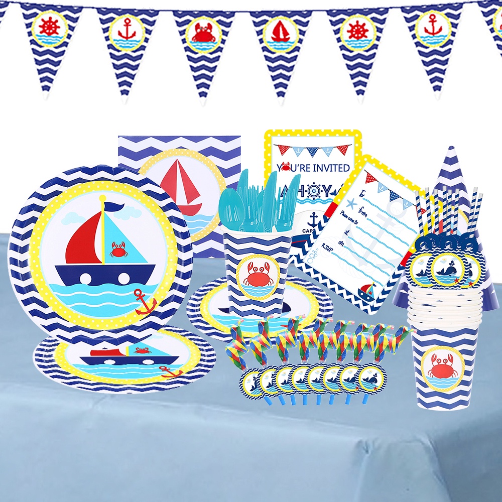 Nautical Theme Party Supplies for Kids Birthday Baby Shower Decor Party Supplies