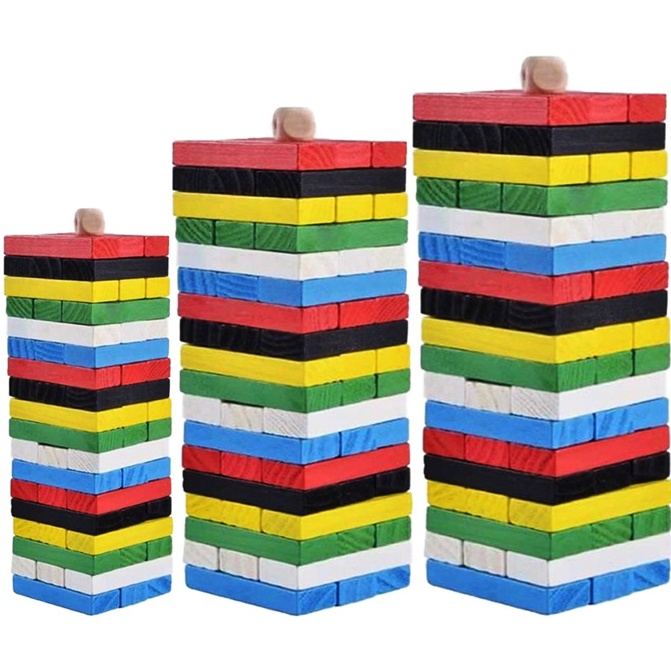 Coloured Wooden Jenga Stacking Block Tower / Permainan Blok Kayu Jenga