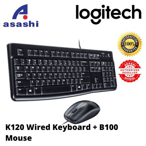 Logitech K120 USB Wired Keyboard + B100 Logitech Mice combo Shopee