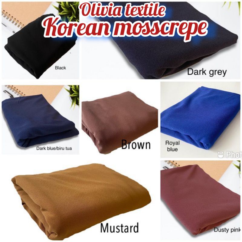 Kain Moss Crepe Plain 0.5 Meter to 1.5 Meter  (Ironless) -Bidang 60 inci