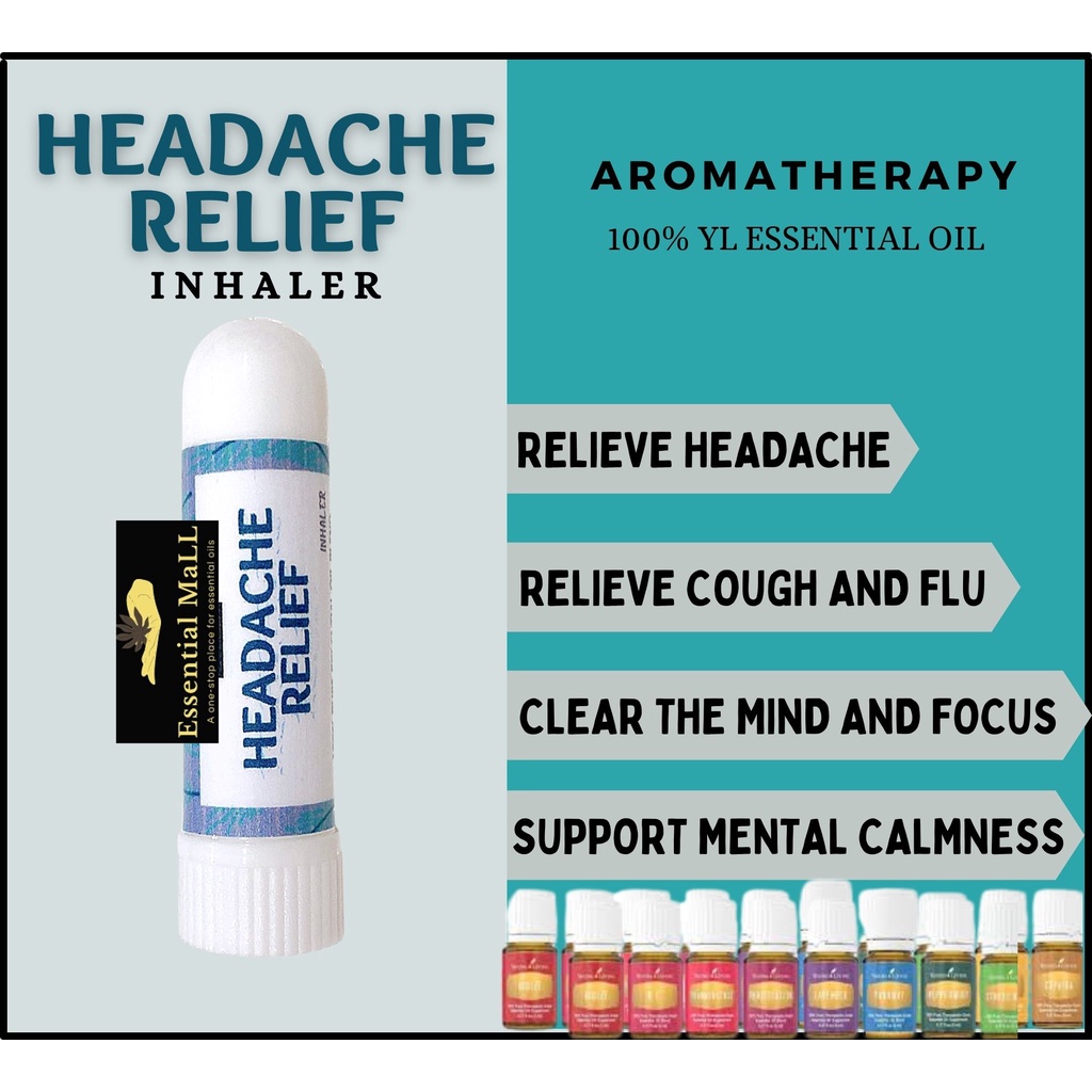 HEADACHE RELIEF Essential Oil Inhaler - Migraine , Relieve mental exhaustion Relieve headache Calming Boost alertness