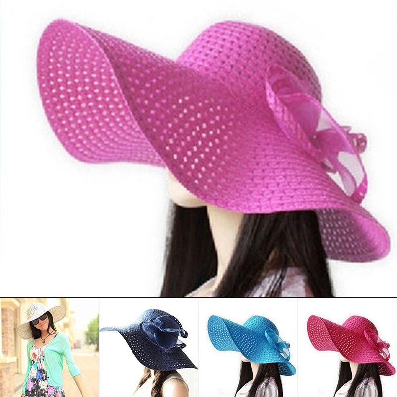 Fast Delivery 24 Hours Topi PANTAI Perempuan Beach Hat Women Hat Besar Colourful Warna ❤️