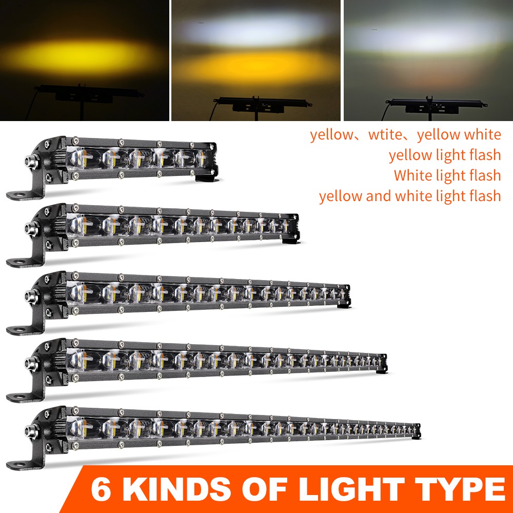 JIUGUANG 7inch 14inch 20inch 26inch 32inch 6D Offroad LED Light Bar Dual Color 3000k/6000K White Amber Spot Flood Warning Strobe LED Work Lamp For Truck ATV SUV 4X4 UTV 9610Z-BS