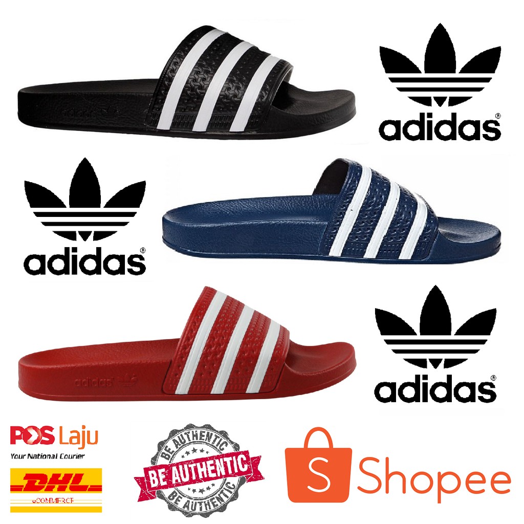 [2019] ADIDAS ADILETTE BLACK/NAVY BLUE/RED SPORTS Shopee Malaysia