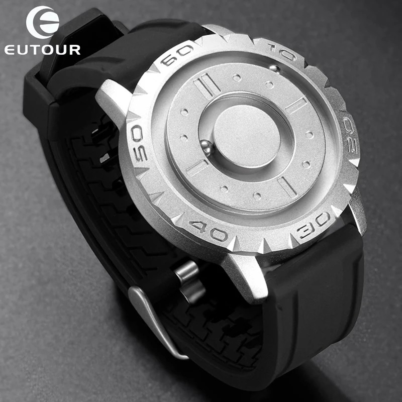 EUTOUR magnetic pointer free concept quartz watch Fashion Mens Watches