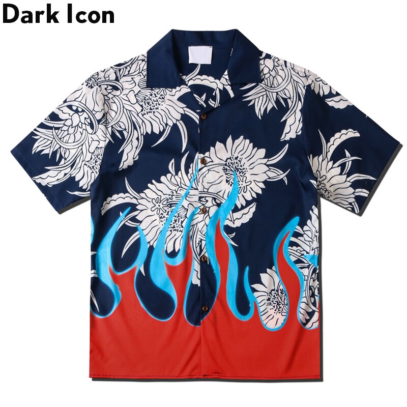 Dark Flame Hawaiian Shirt Men 2020 Summer Vintage Men's Shirt Streetwear Clothing |