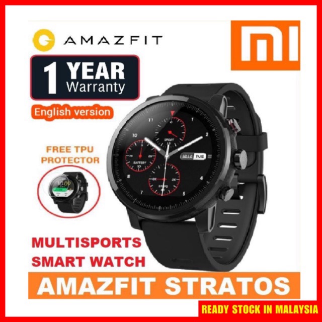 international version xiaomi amazfit huami stratos sports smart watch 2 gps 1.34 inch 2.5 d screen 5atm