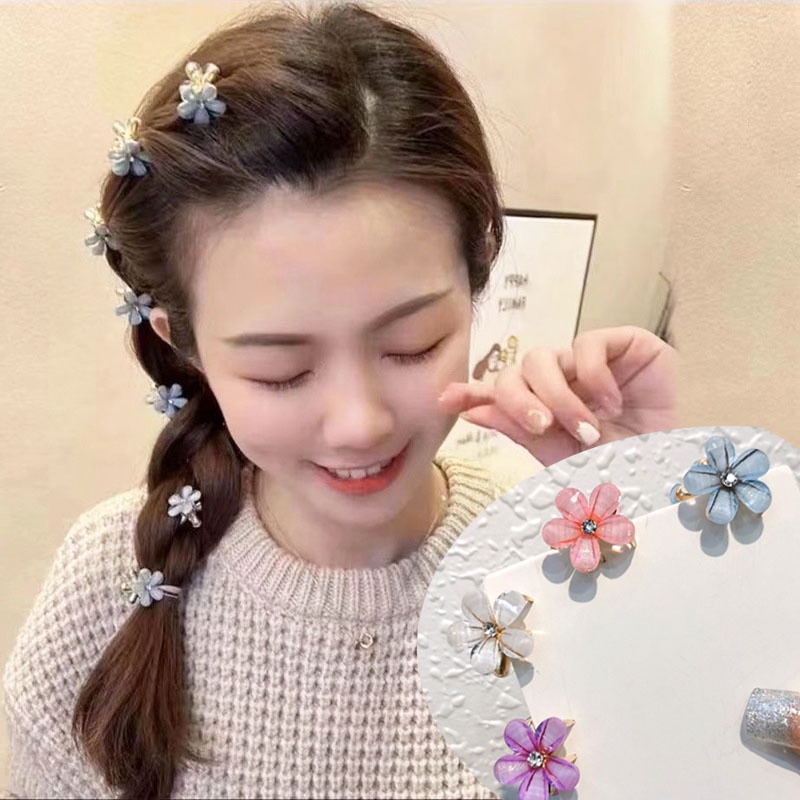 Korean Small Hair Clip Highend Side Bangs Top Clip Diamond Flower