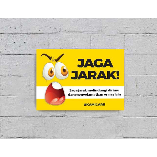 SIGNAGE FOR VIRUS PRECAUTION JAGA JARAK YELLOW COLOUR 