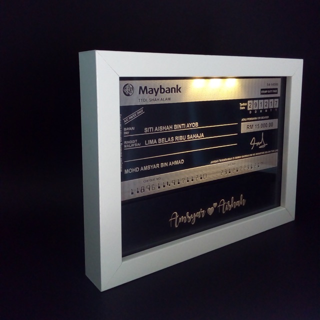 Download Acrylic mock up cheque dalam frame berlampu LED | Shopee ...