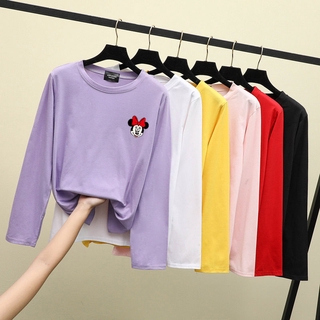 Plus Size Mickey Mouse Long Sleeve T shirt Jenis Lengan 