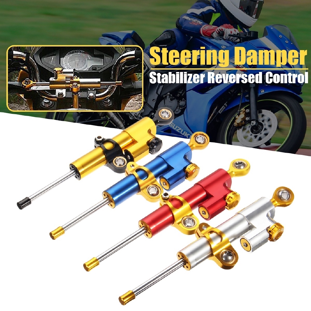 CNC Steering Damper Motorcycle Stabilizer Linear Reversed Safety Control Silver