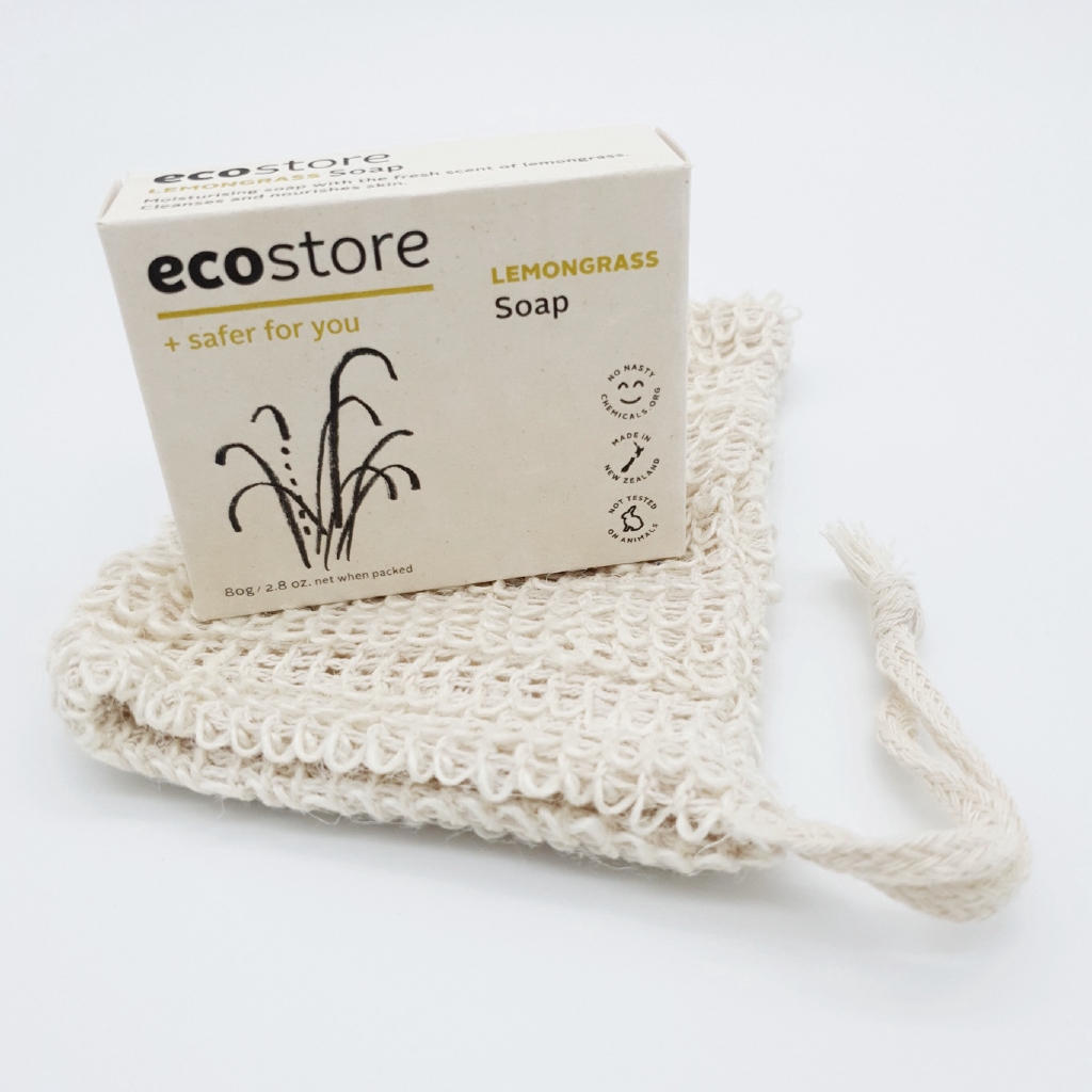 ecostore Lemongrass Body Soap Set Sisal Bag Pouch Handmade, Eco-Friendly & Sustainable