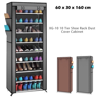 Xg 10 10 Tier Shoe Rack Dust Cover Cabinet Shopee Malaysia