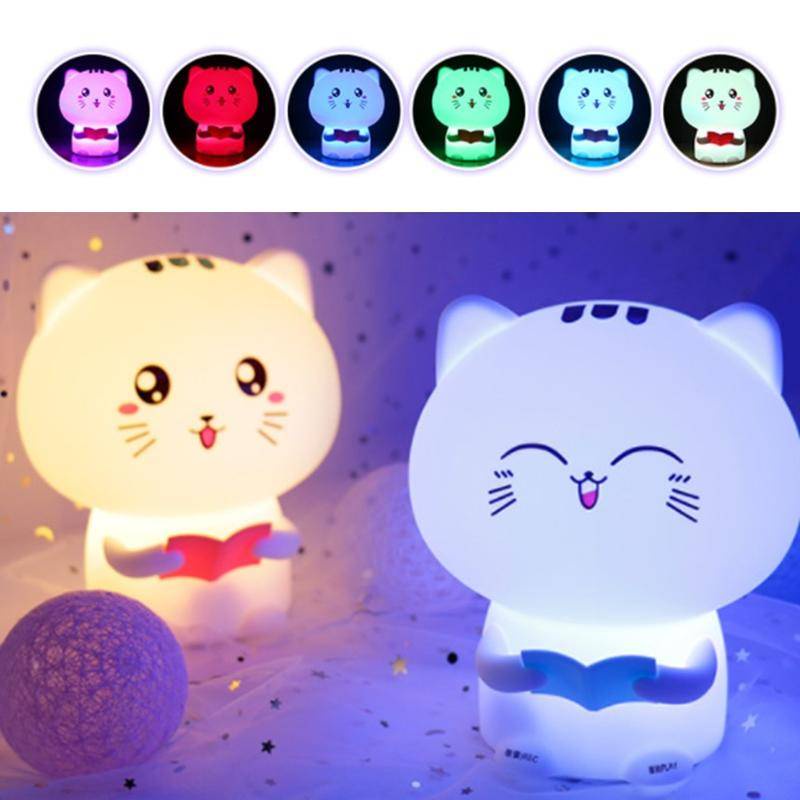 Voice Recording Cute Cat Table Night Lamp for Children Lampu Budak