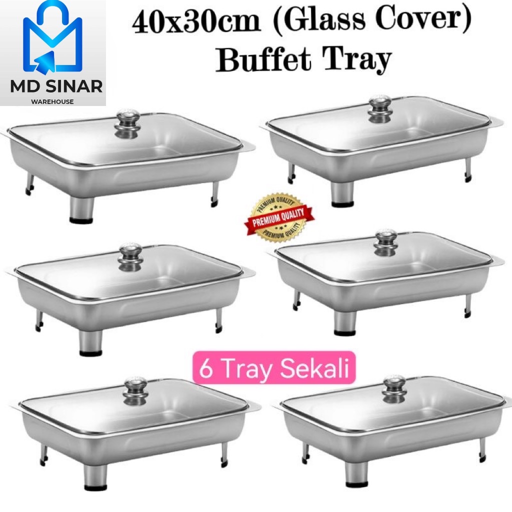 MD SINAR  5set 40x30 cm S/S  buffet set catering tray  embossed food pan food tray Warmer serving tray berkas lauk