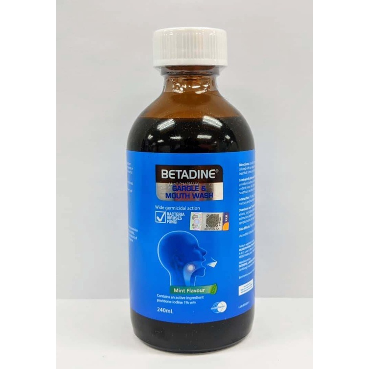 Betadine Gargle And Mouthwash 240ml Kumur Untuk Sakit Tekak Shopee