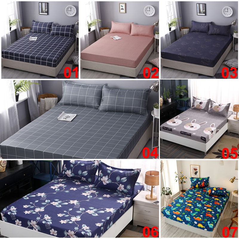 Cadar Queen Katil Fitted Super Single Size Bed Sheet King Size Bedsheet Pillow Cover Already