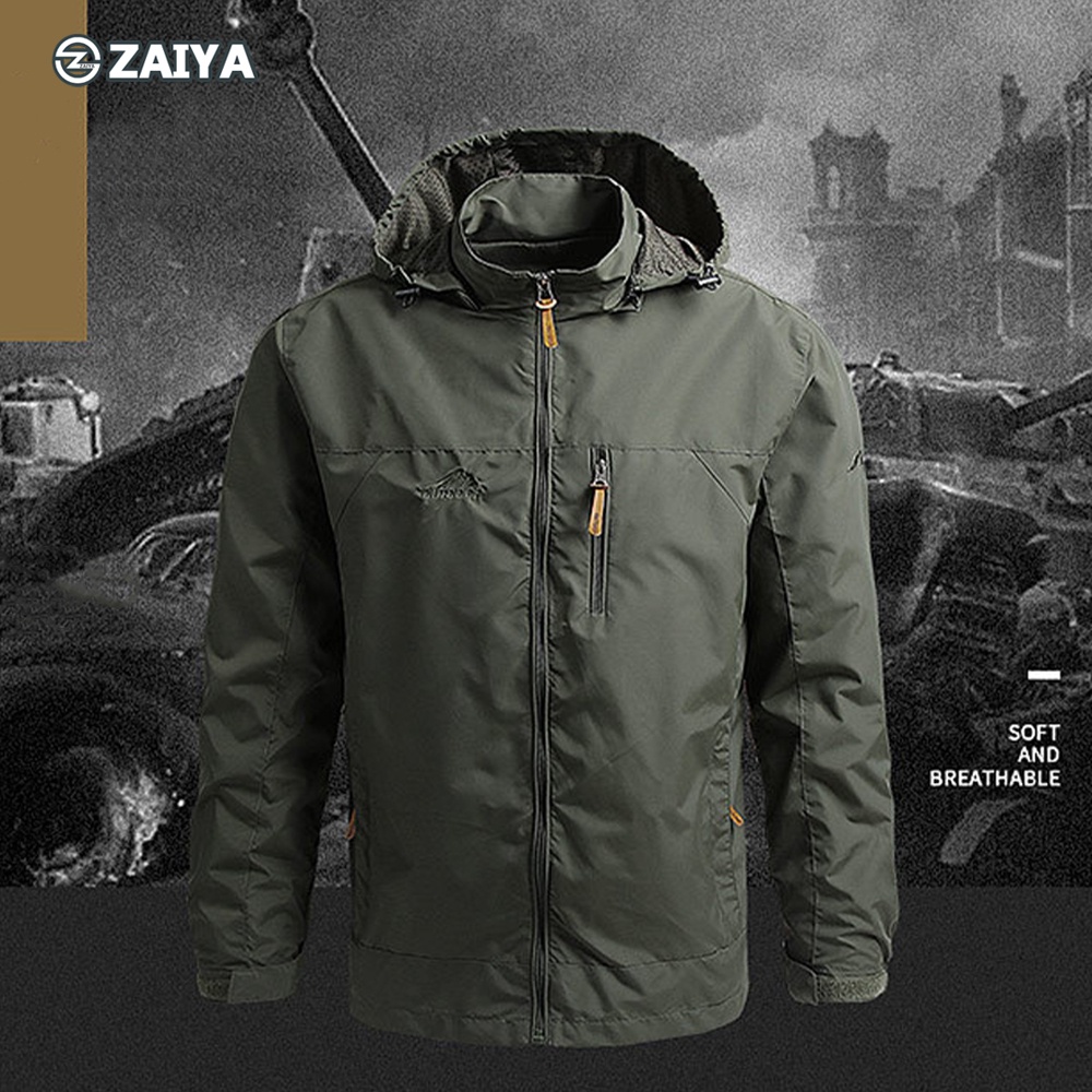 BRIGHT Men Jacket Outdoor Shark Skin Hooded Windproof Water Repellent Anti-Cut Large Size