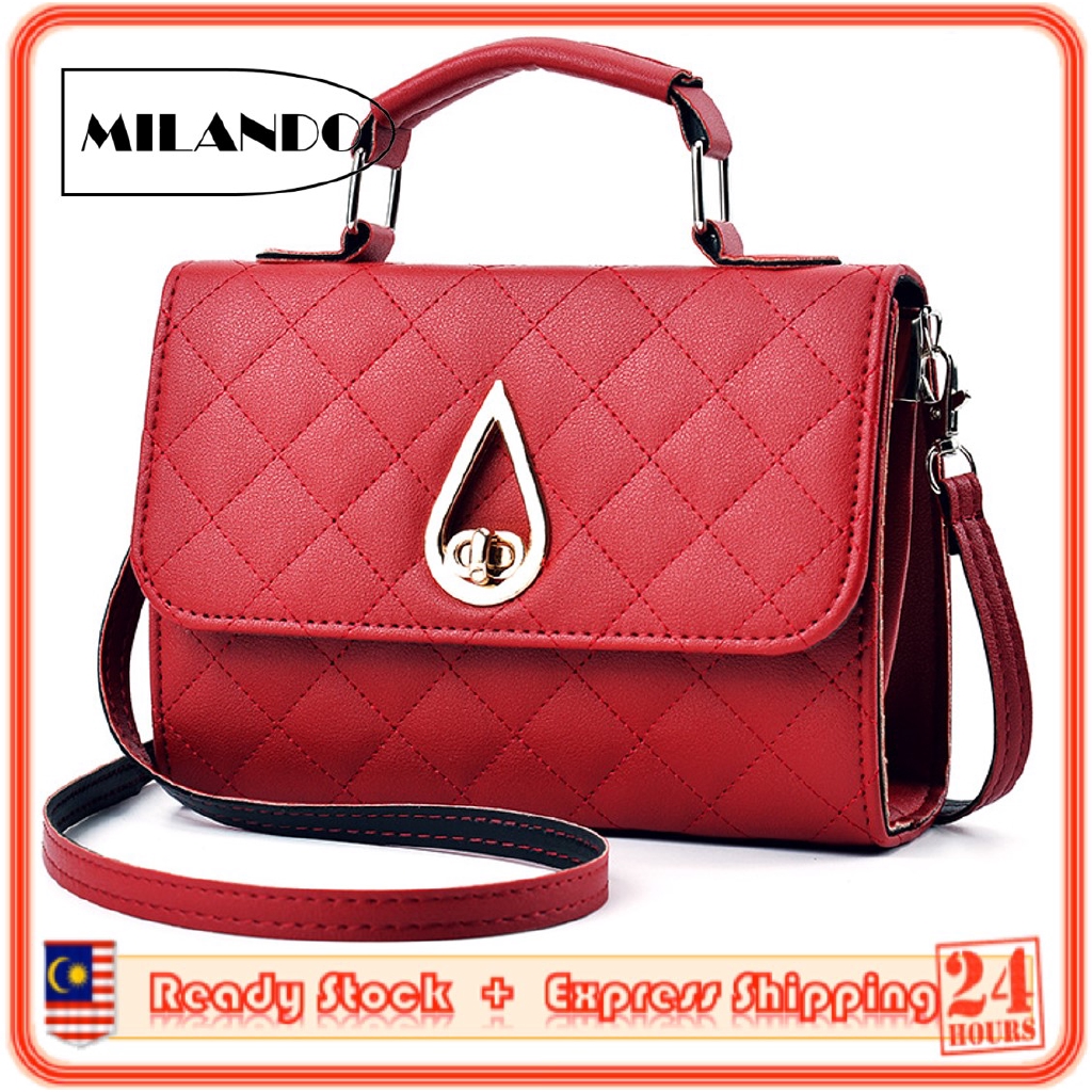 MILANDO Women Ladies Elegant Design PU Leather Dinner Handbag Cross Body Sling Bag Handbeg Wanita (Type 64)