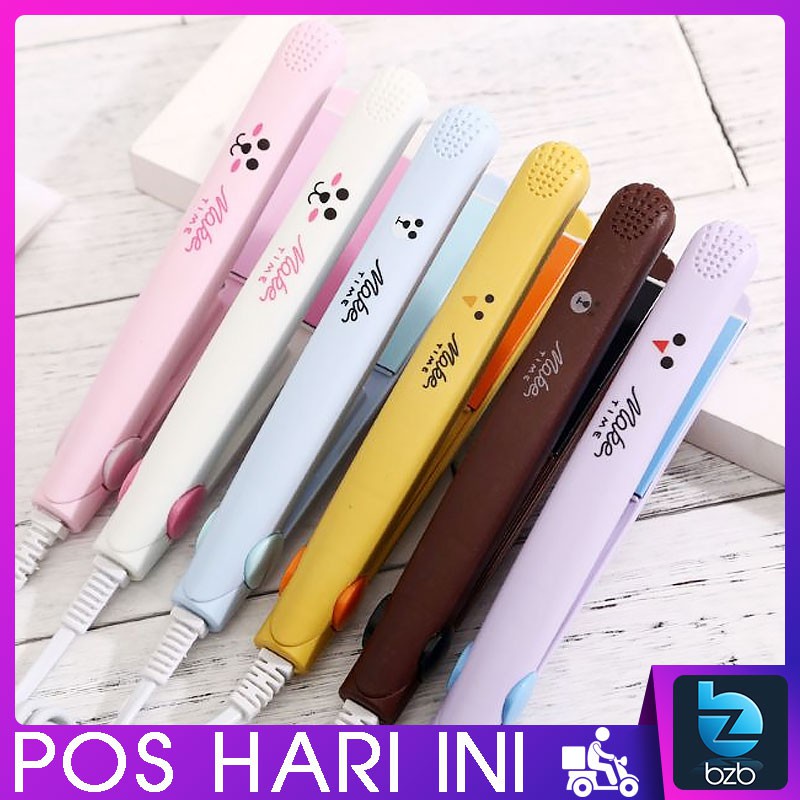 2 in 1 Hair Straightener Curler Flat Iron Korean Cartoon Mini Portable Styling Tools Travel Plug Adapter 直发器