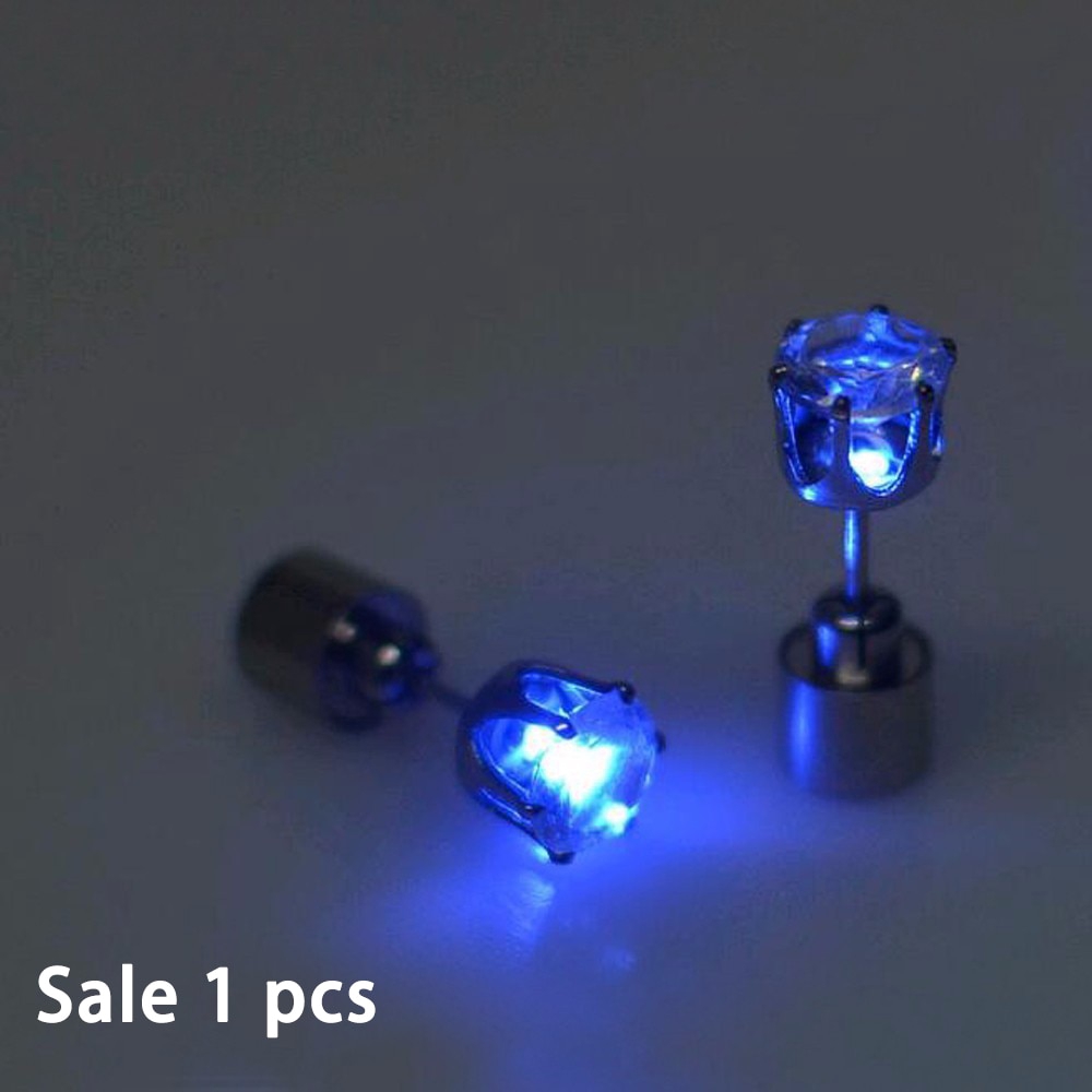 FAMSHIN Hot Sale 1 PCS The Charm of the LEDs Light up to Crown a Glowing Crystal Stainless Ear Drops Ear Earring Jewelry 2018