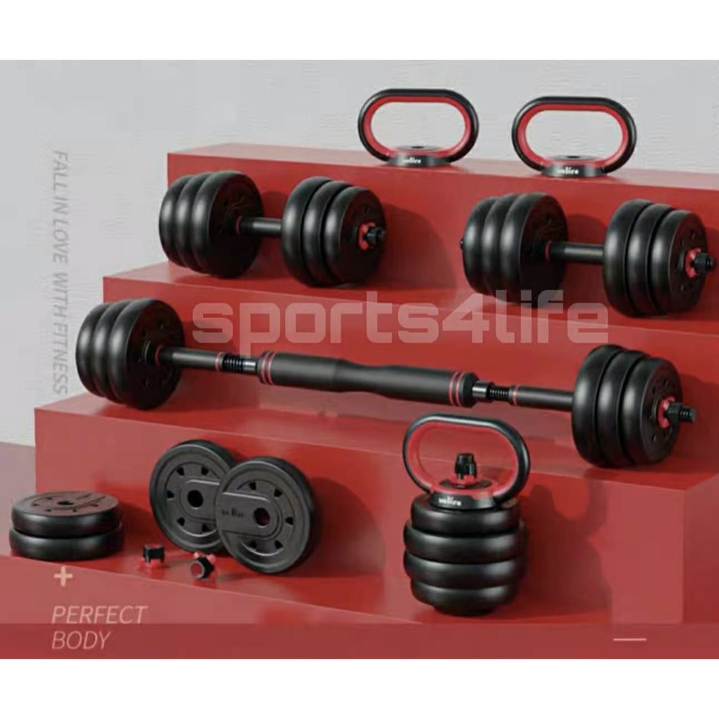 All in One Barbell Dumbbell/BarBell/KettleBell Set 30kg (can use as Dumbbell and LongBarBell & Kettlebell) 30kg Dumbbell