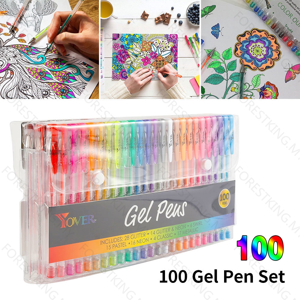 adult colouring books and pens