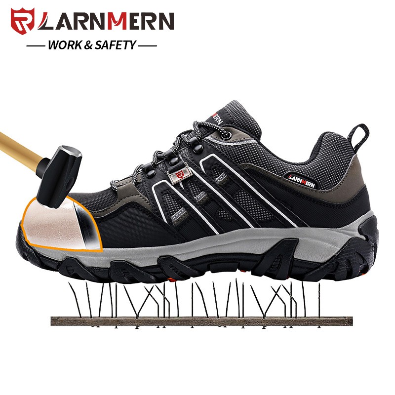 LARNMERN Men‘s Safety Steel Toe Work Shoes Breathable Hiking Boots Sneakers
