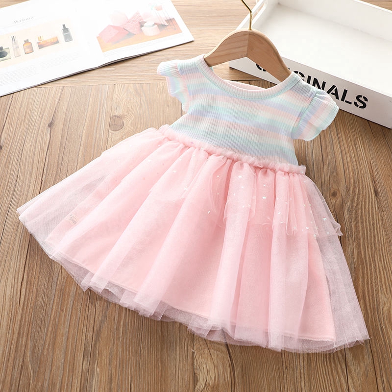 rainbow colour dress for baby girl