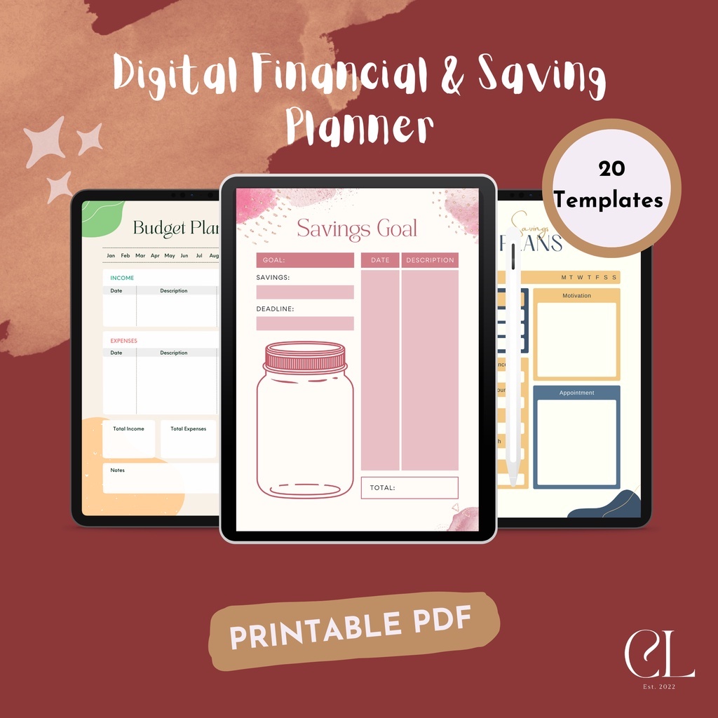 Affordable Digital Planner | Financial Savings Goal Budget Tracker | Minimalist Aesthetic Simple | Printable PDF