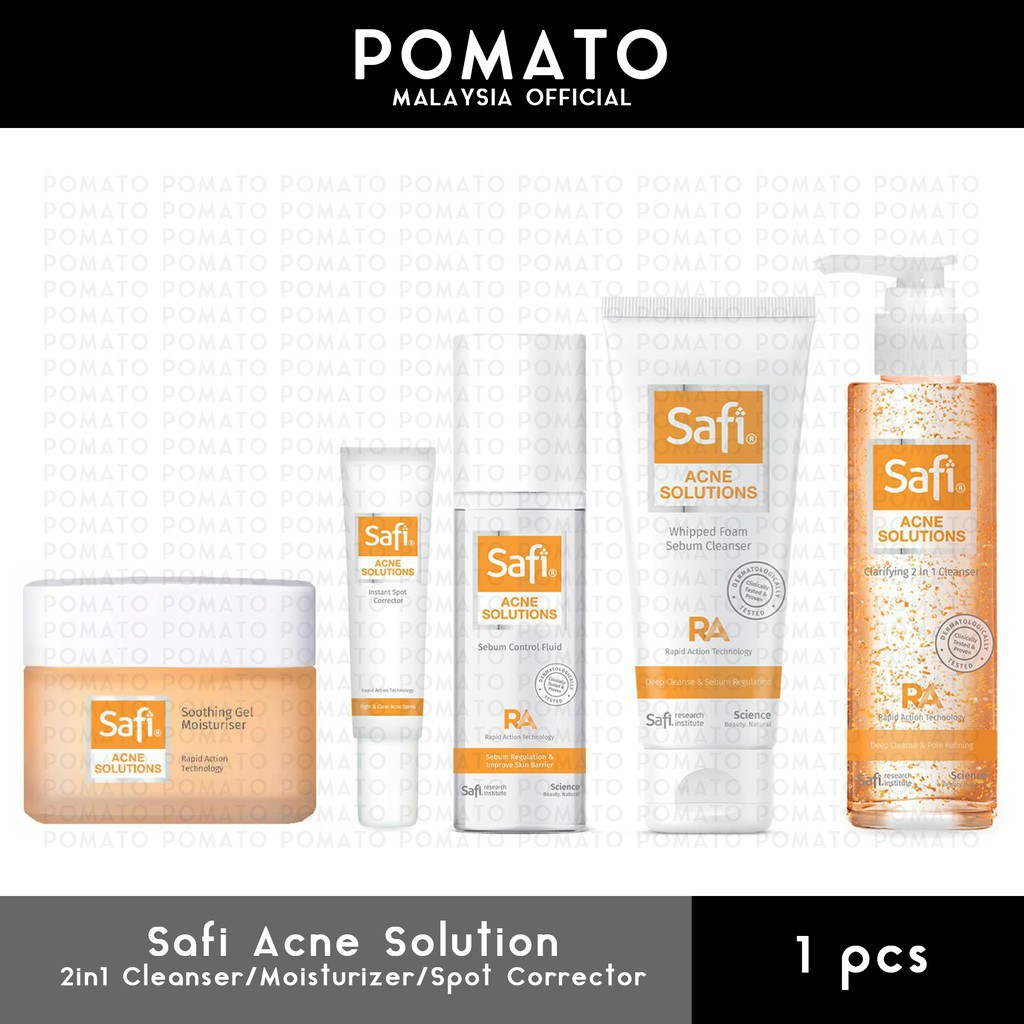 Ready Stock Skincare Sets Safi Acne Solution Series Moisturizer Cleanser Sebum Control Fluid Instant Spot Corrector