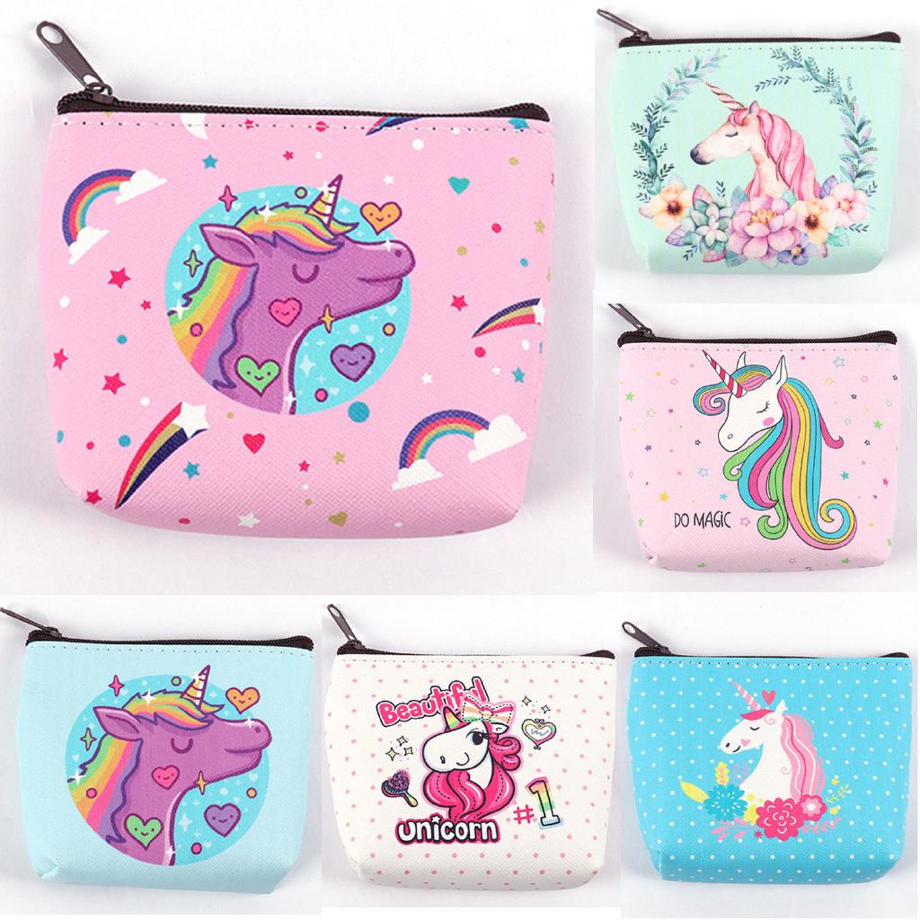 Lalang Ladies Girls Unicorn-style Short Wallet Double Sided Pattern Zipped Unicorn Purses 1# 