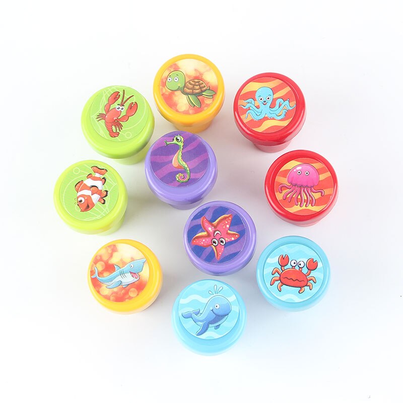 10pcs/Set Children Toy Stamps Cartoon Animals Fruits Kids Seal for  Scrapbooking Stamper DIY Cartoon Stamper Toys