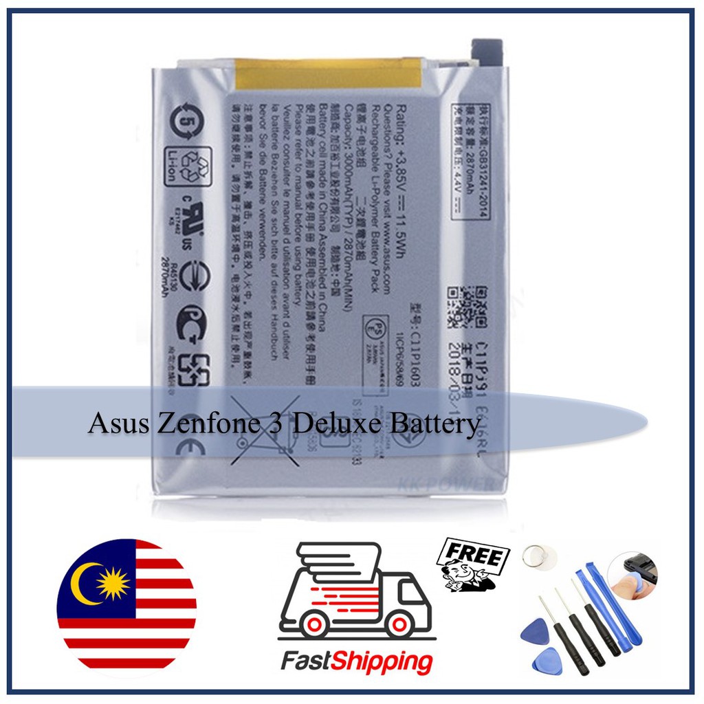 Original Asus Zenfone 3 Deluxe Z01bd Zs570kl Battery 3000mah C11p1603 Battery Shopee Malaysia